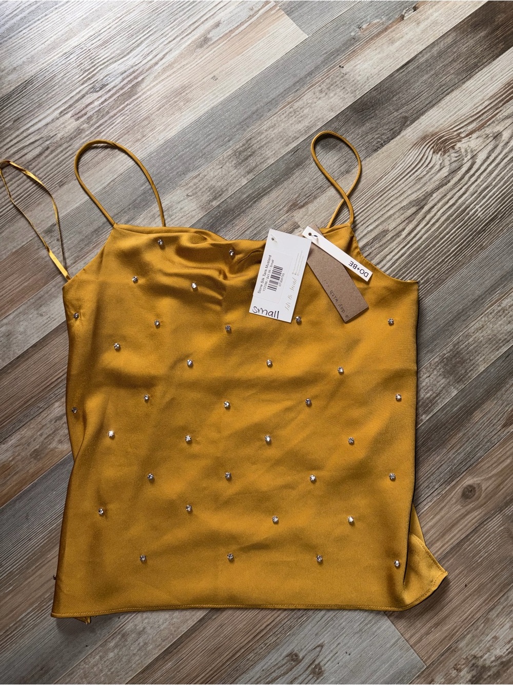 DO+BE Mustard Satin Embellished Camisole